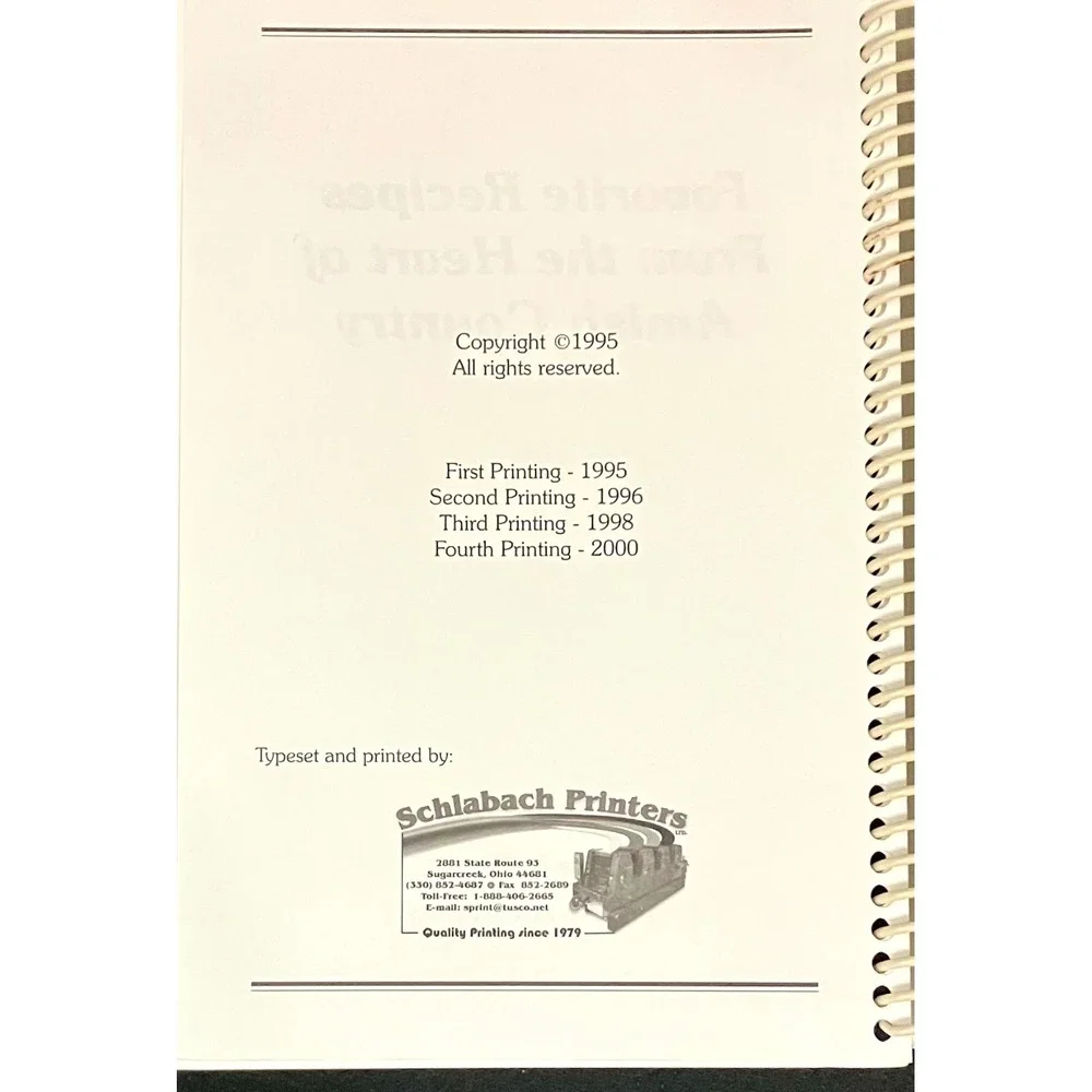 Favorite Recipes From the Heart of Amish Country Cookbook Sugarcreek Ohio